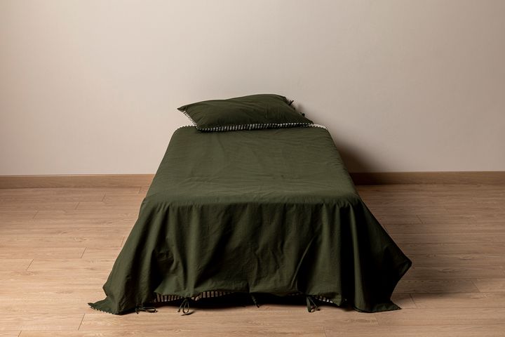 Cozy Double Side Washed Cotton Duvet Cover Set, Single Size, Green