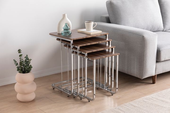 Vegas Zettafels met Metalen Poten, Walnoot