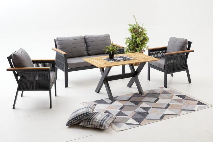 Capella Dubbele Tuinloungeset, Antraciet