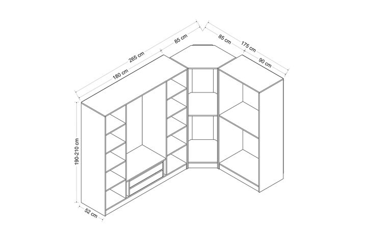 Medway Tideway Kledingkast met 7 Deuren, Antraciet en Zwart