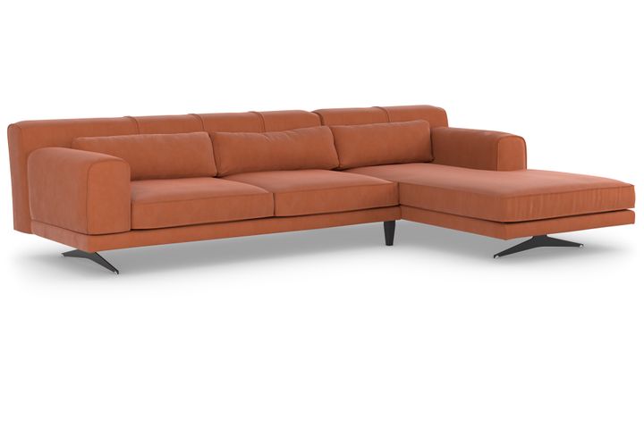 Jivago Corner Sofa Right Chaise, Rust Orange