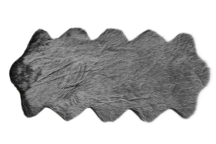 Pineda Plain Faux Fur Rug, 70 x 150 cm, Grey
