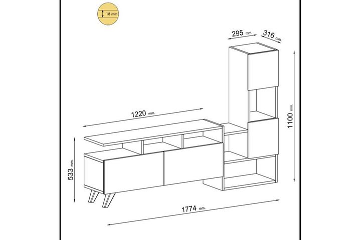 Tower TV-Meubel, Wit