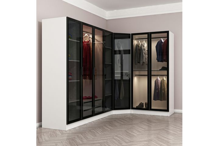 Medway Tideway Kledingkast met 7 Deuren, Wit en Zwart