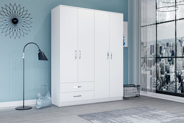 Novado Kledingkast met 4 Deuren en 2 Lades