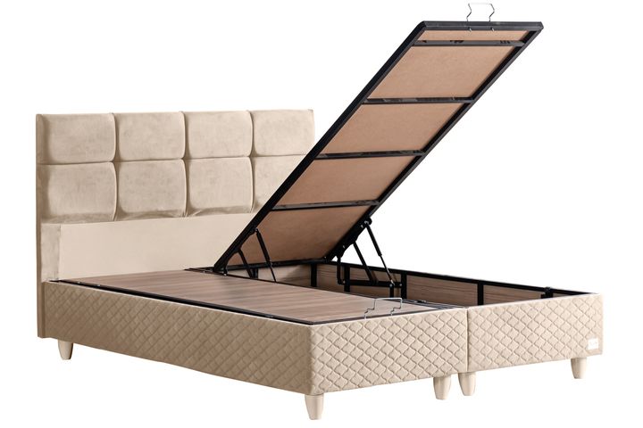 Silber Boxspringbed met Hoofdbord, 90x190 cm, Creme