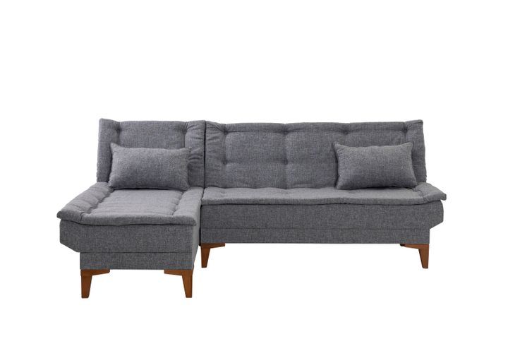 Kelly Hoekbank Links In Linnen Stof, Donkergrijze