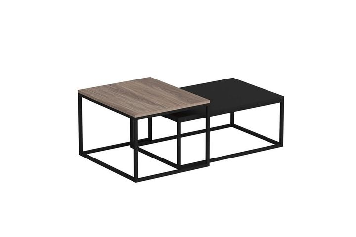 Leka Modern Coffee Table, Light Wood & Black