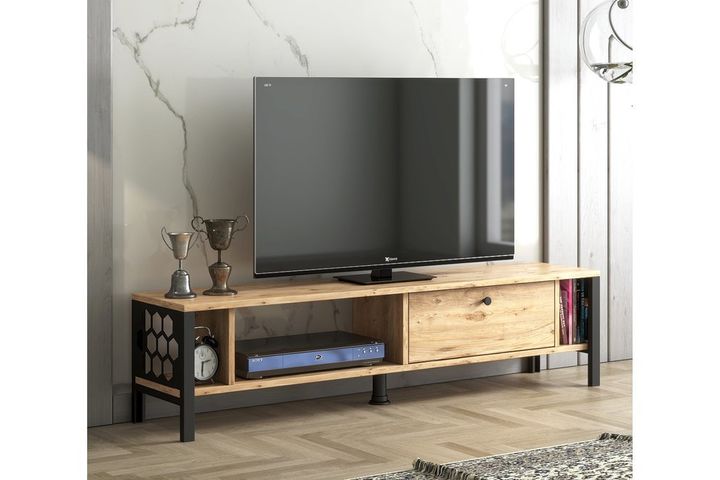 Laurel TV-Meubel, Pijnboom & Zwart