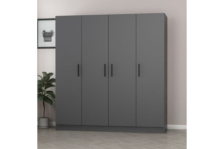 Medway Tideway Kledingkast met 4 Deuren en 2 Lades, 190 cm, Antraciet