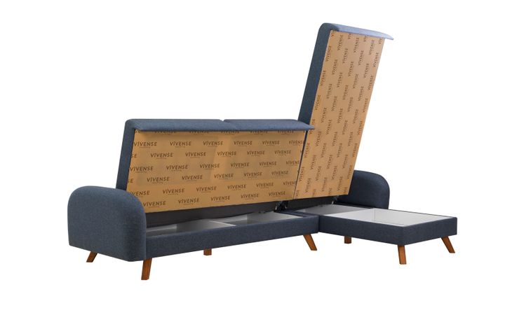 Hera Hoekbank met slaapfunctie met dubbel opslagruimte, Donkerblauw