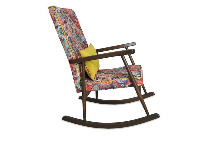 Asedia Trend Retro Schommelstoel, Veelkleurig & Walnoot