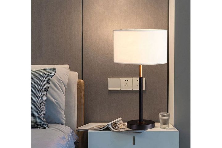 Modern Fabric Table Lamp, Black & White