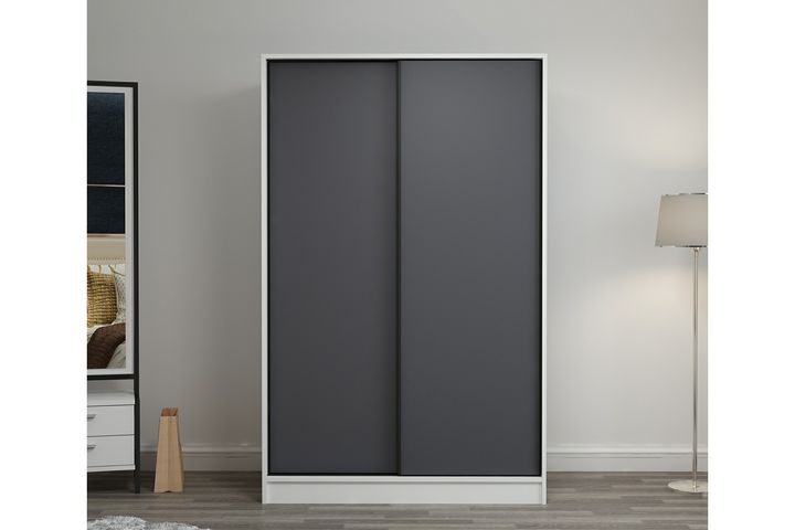 Medway Tideway Kledingkast met Schuifdeuren, 210 cm, Wit en Antraciet
