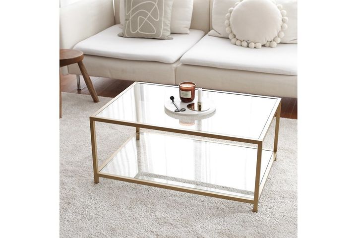 Neostyle Glass Coffee Table, Brass