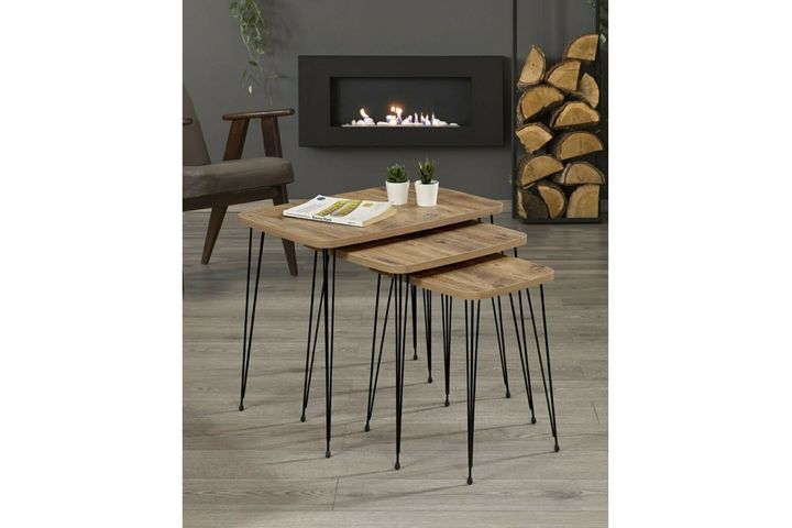 Tubihome Rechthoekige Bijzettafel, Eiken