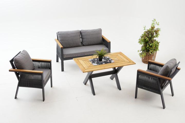 Capella Dubbele Tuinloungeset, Antraciet