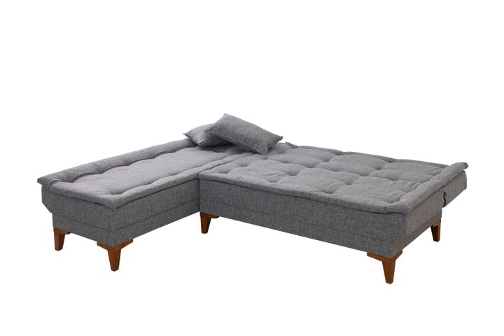 Kelly Hoekbank Links In Linnen Stof, Donkergrijze