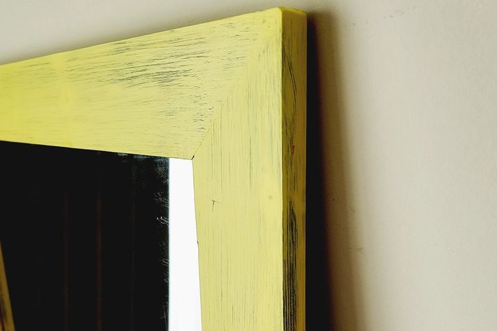 Wood Rechthoekige Staande Spiegel, 130x60 cm, Geel