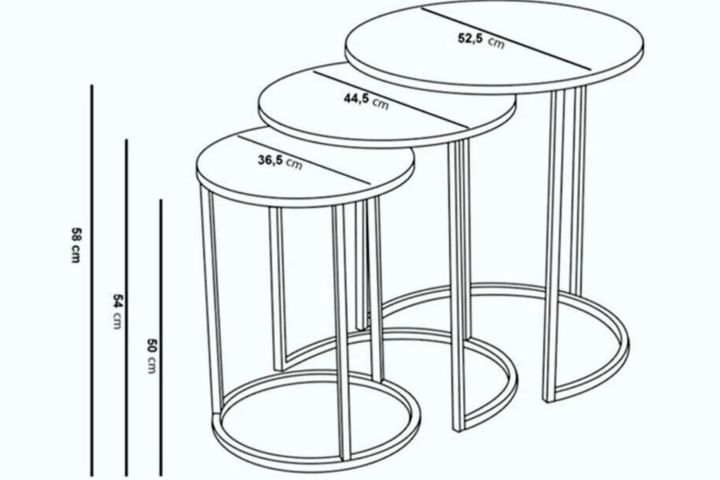 Tubihome Bijzettafelset, Metaal, Zwart Glas