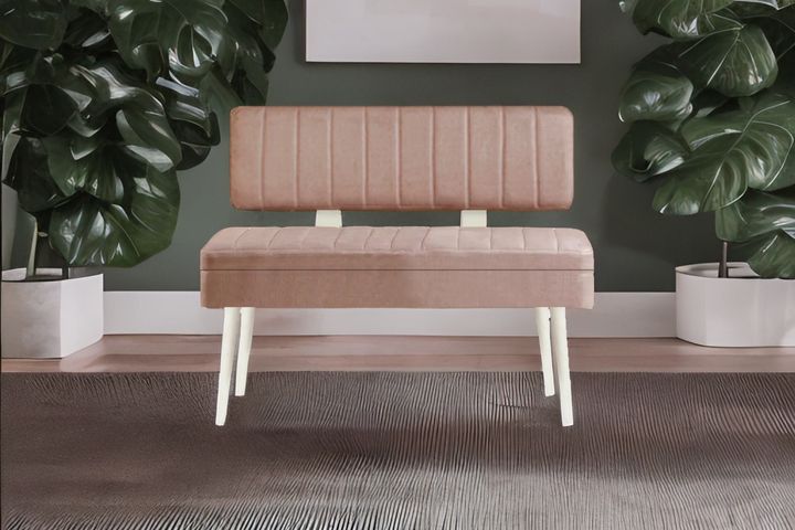 Vina Stoffen Bank Met Opbergruimte, Wit Steenkleur