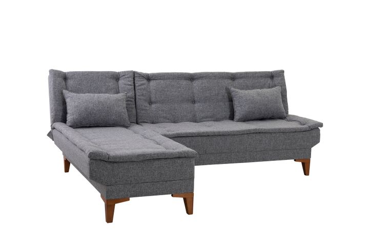 Kelly Hoekbank Links In Linnen Stof, Donkergrijze