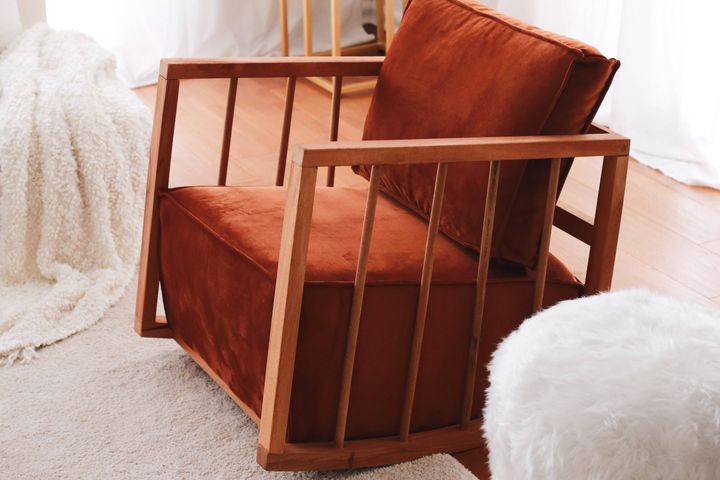 Joan Fluwelen Schommelfauteuil, Steenrood