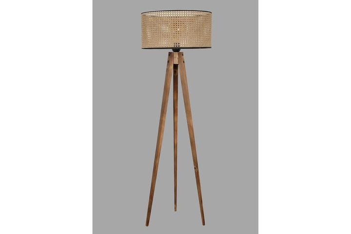Juniper Rattan Vloerlamp met Driepoot, Beige