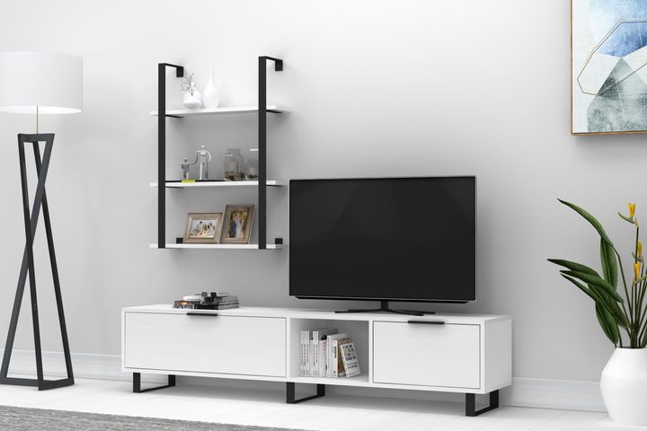 Xhenon TV-Möbel mit Metallbeinen, 180 cm, Weiß