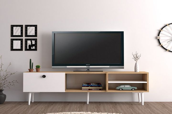 Lipa TV-Lowboard, Eiche & Weiß