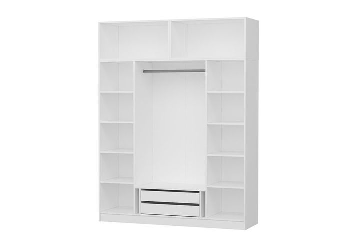 Medway Tideway Kledingkast met 4 Deuren, Bovenkast en Spiegel, Wit