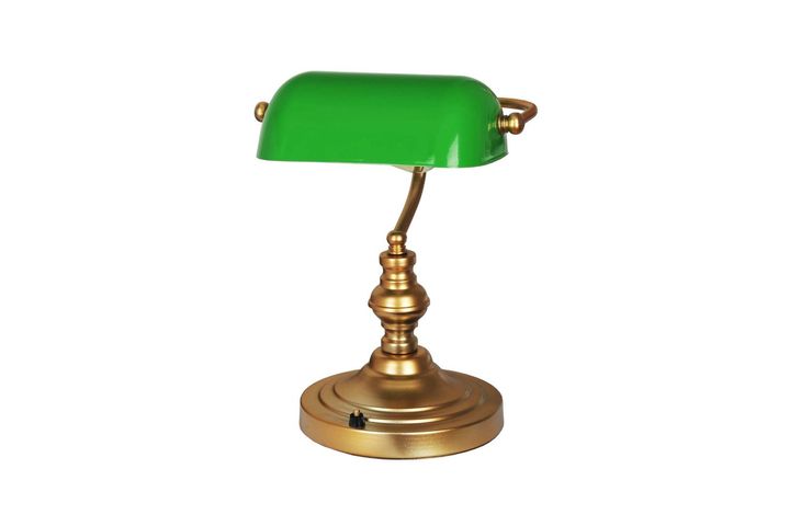 Banker Tischlampe, Grün & Gold