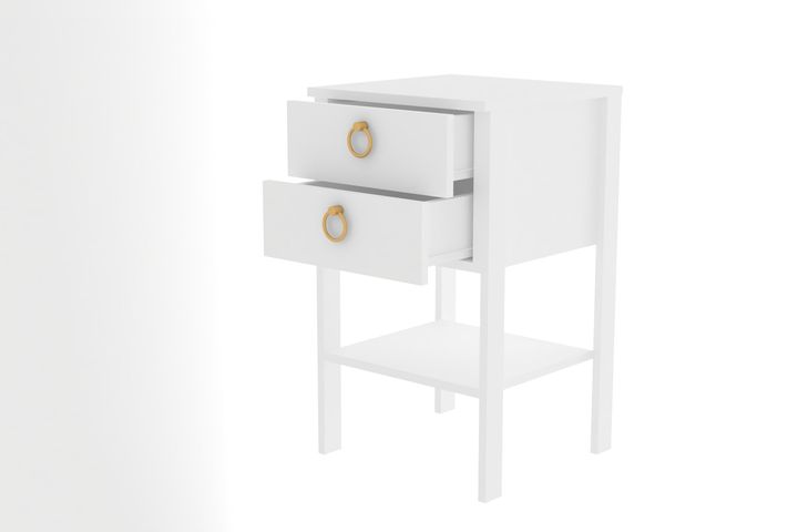 Roze Nachtkastje met 2 Lades, Wit