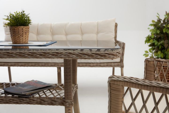 Pirus Rattan 3+1+1 Tuinloungeset, Beige
