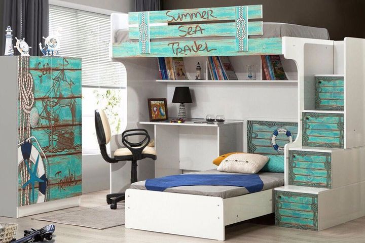 Summer Stapelbed met Bureau, 90x190 cm, Wit