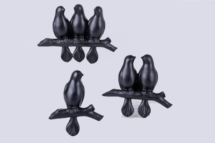 Mary Triple decoratieve vogel, zwart