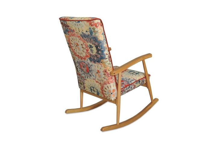 Asedia Trend Schommelstoel met Bloemmotief, Veelkleurig en Natuurlijke Kleur Kleur