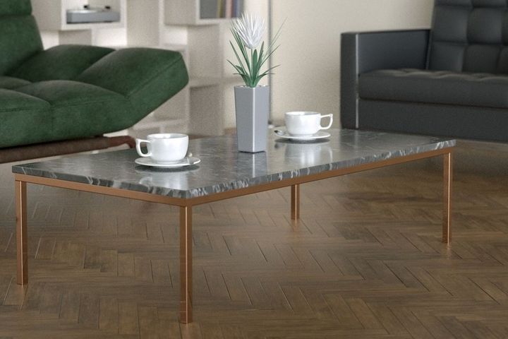 Shiny Coffee Table, Grey & Silver