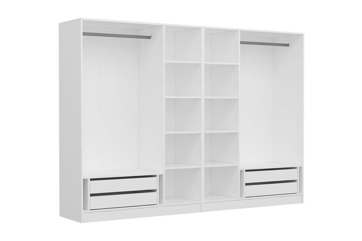 Medway Kledingkast met 6 Deuren, 4 Lades en Spiegel, Wit