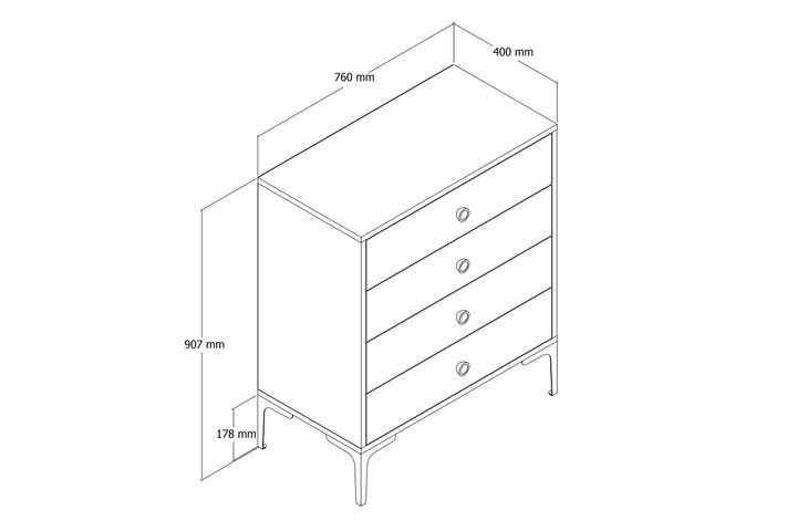 Lisbon Chest of Drawers, Anthracite