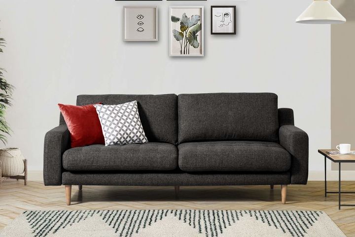 Modsy 3-Sitzer Sofa mit Holzbeinen, Dunkelgrau