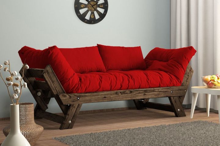 Woodesk Aller 2-Sitzer Sofa aus Massiv, Rot & Braun
