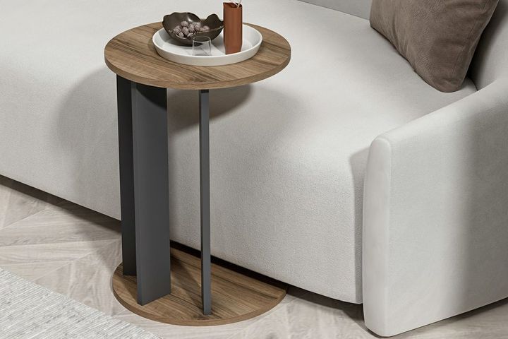 Ema Bijzettafel, Walnoot en Antraciet