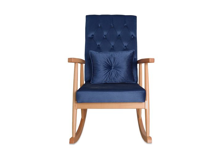 Asedia Trend Schommelstoel Gestoffeerd, Donkerblauw & Natuurlijke Kleur