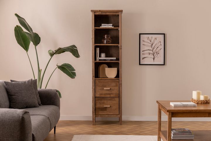 Ranch Boekenrek met Lades, 4 Rekken, Walnoot