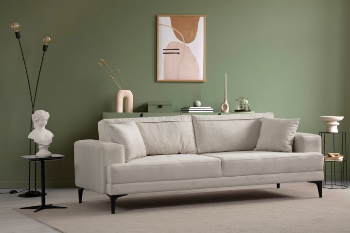 Astana 3-Zitsbank met slaapfunctie, Ecru