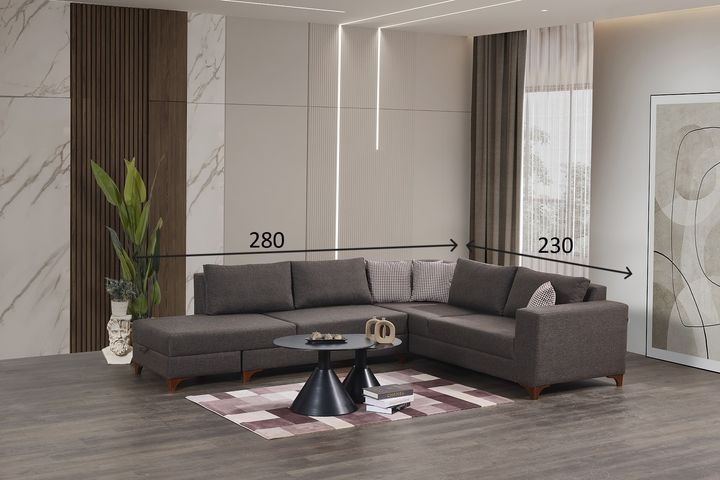 Masse Hoekbank Links, Bruin