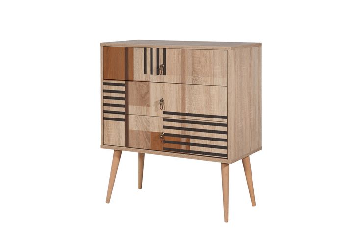 City Colorblock Chest of Drawers, Oak