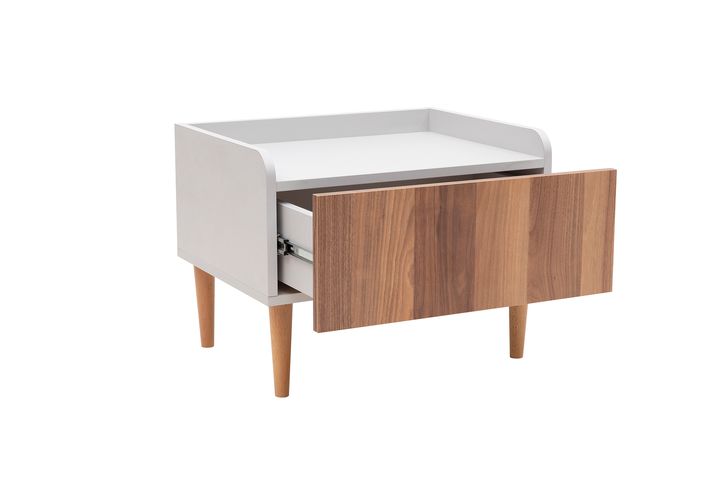Tema Bedside Table, Grey & Walnut