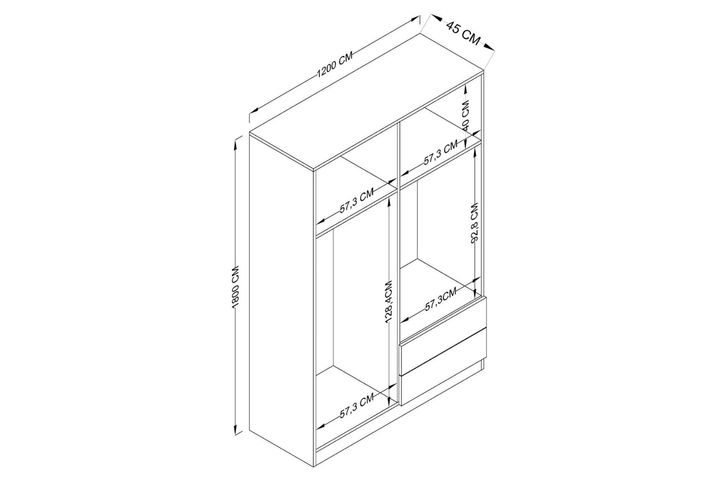 Amica Kledingkast met 4 Deuren & 2 Lades, Walnoot